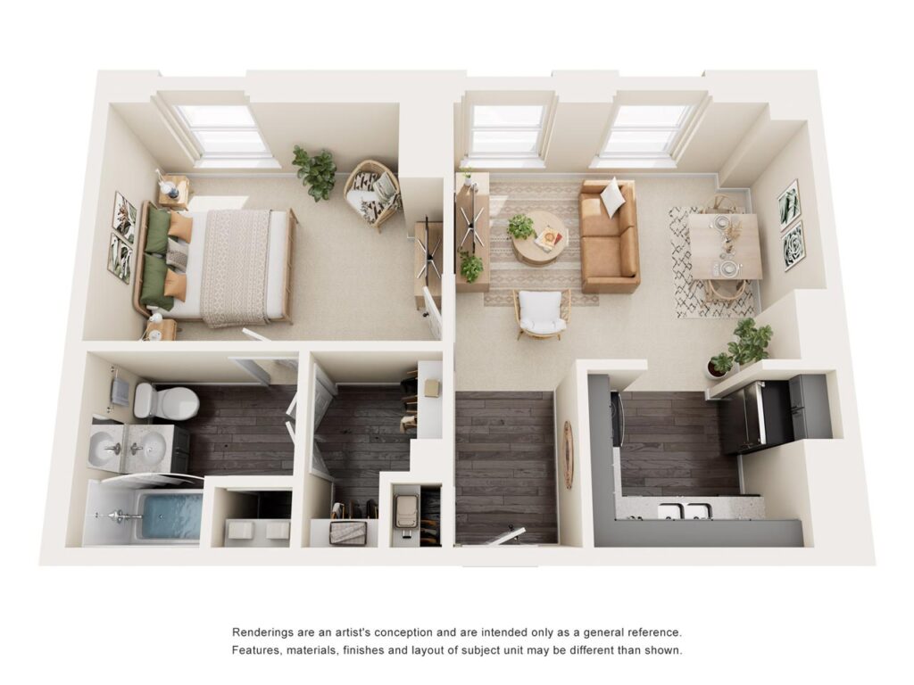 the Prichard Floor Plan - Classic - 1 bedroom, 1 bath - 537 square feet