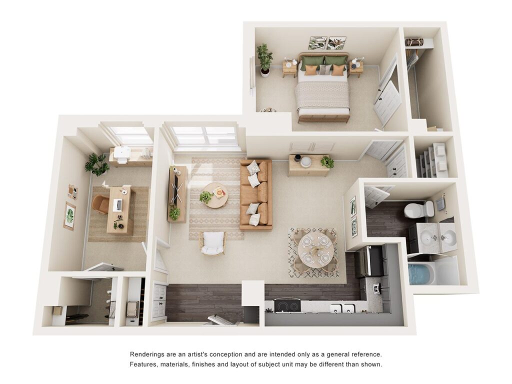 the Prichard Floor Plan - Grand - 1 bedroom, 1 bath - 808 square feet